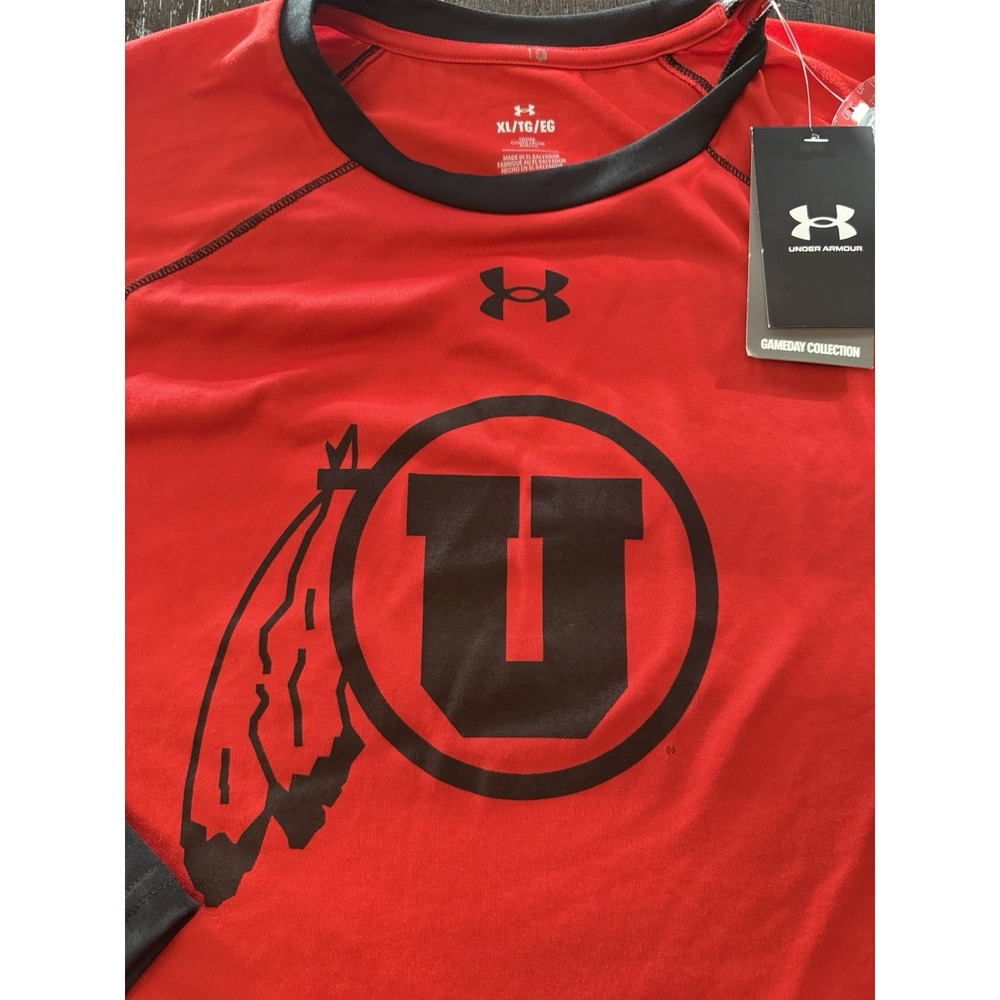 Under Armour Utah Utes Shirt Mens XL NWT Gameday 3/4 Sleeve Red Black NCAA